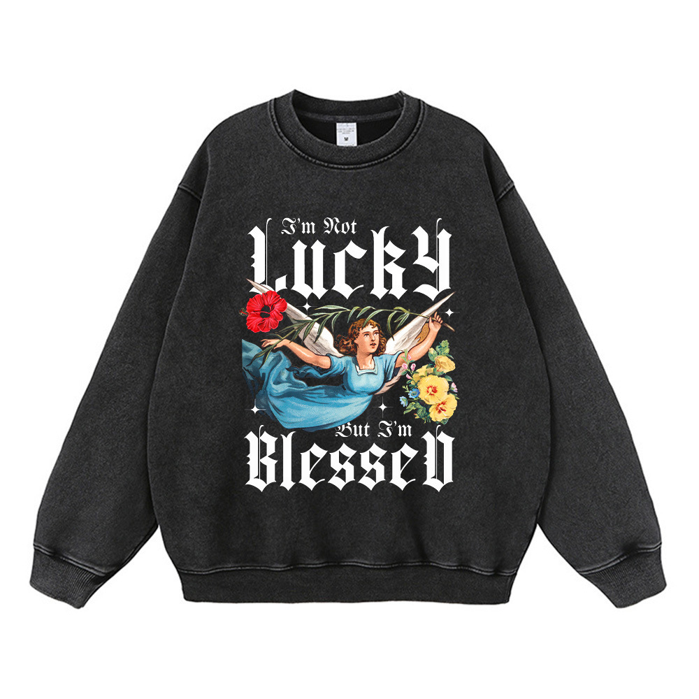 Sudadera con cuello redondo y flores fritas