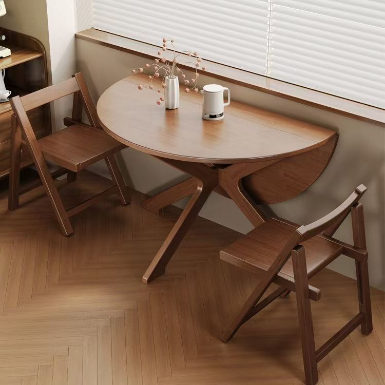 Walnut-colored dining table