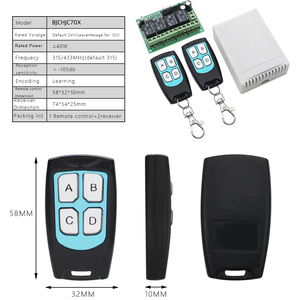 433Mhz 4 canali wireless codice di apprendimento 24V/12V telecomando interruttore e controller kit per porta cancello - Product Image 6