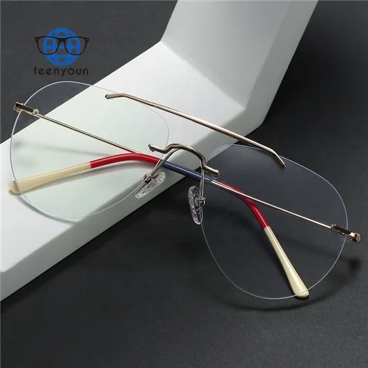 Teenyoun-gafas grandes de estilo coreano con protección Uv400, lentes lisas de doble puente, redondas, antirayos azules