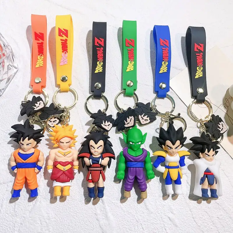 Di alta qualità personalizzato anime Goku auto pvc accessori portachiavi alla rinfusa sfere di drago in gomma cartone animato 2d 3d portachiavi