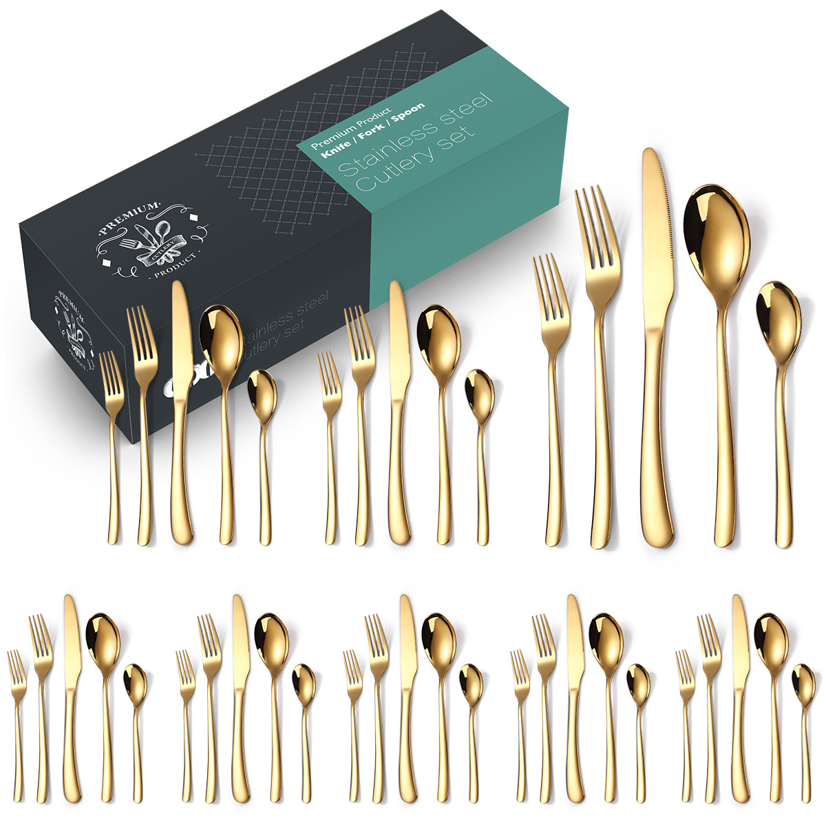 Gold 40-piece set for 8 people