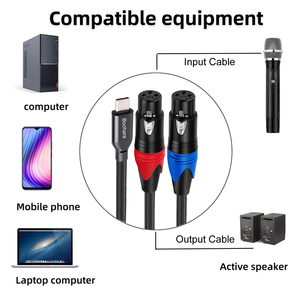Bochara trenzado tipo C a doble XLR hembra OFC salida/entrada Cable de audio integrado en Chipset Foil + trenzado blindado 2M