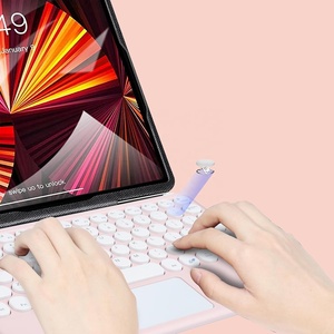 Round Color <strong>Keyboard</strong> With <strong>TouchPad</strong> <strong>Mini</strong> Portable Universal Rechargeable for Tablet Android IOS Wireless Round <strong>Keyboard</strong> and Mouse - Product Image 3