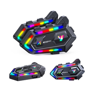 Y20 MAX Dual-core Chipset <span class=keywords><strong>Audio</strong></span> Mixing Moto Sans Fil Blue tooth <span class=keywords><strong>Intercom</strong></span> Casque avec effet de lumière RVB - Product Image 2