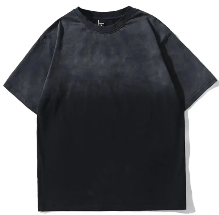 OEM & ODM-Camiseta de algodón 280 Gsm para hombre, camisa de gran tamaño con hombros descubiertos, negra, Vintage Rock