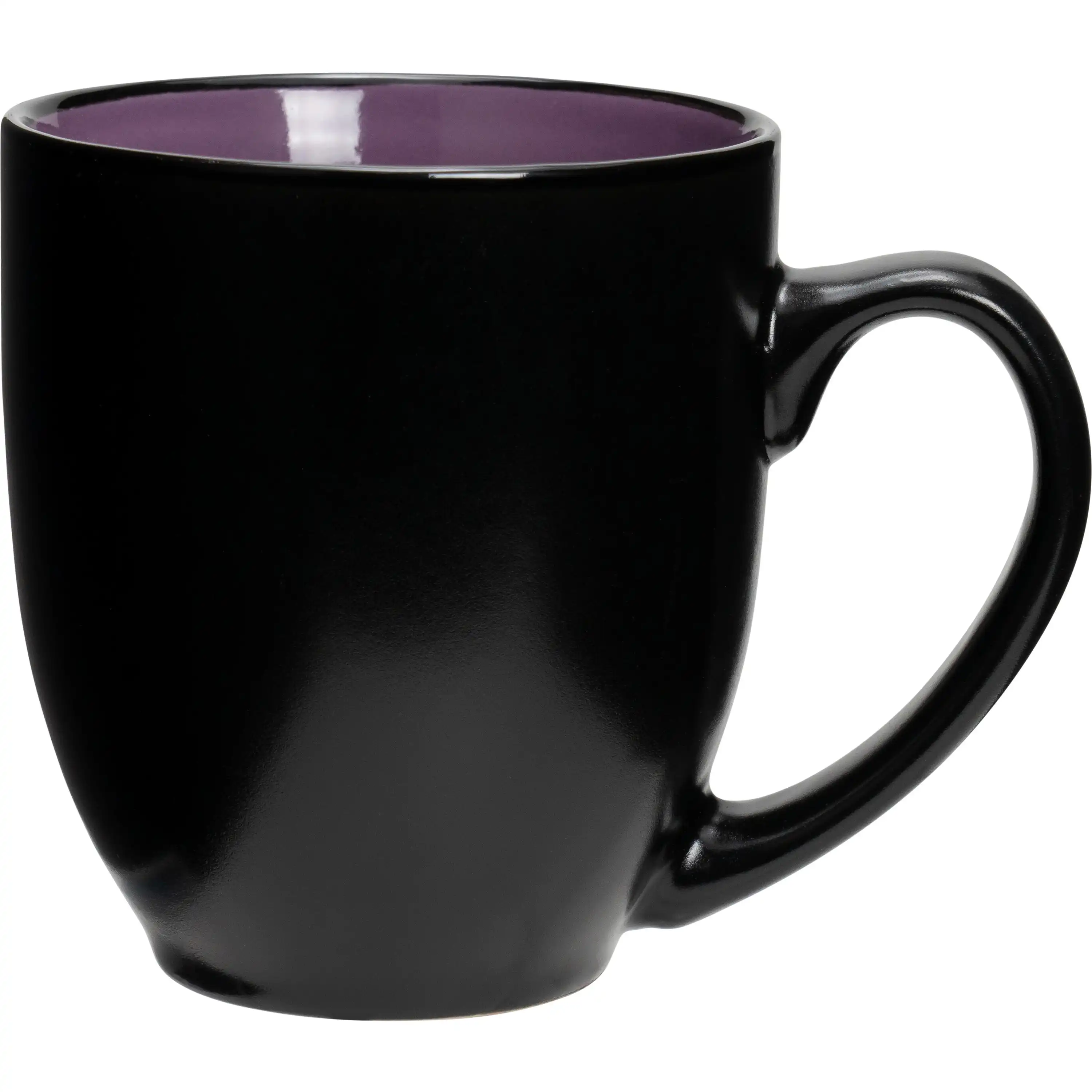 Vendita calda colore nero opaco colore interno tazza da caffè Logo personalizzato tazza in ceramica con manico