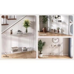Fabrika yapımı 2-Tier şeffaf akrilik dar konsol masa Entryway için sıska giriş masa kanepe oturma odası için - Product Image 2