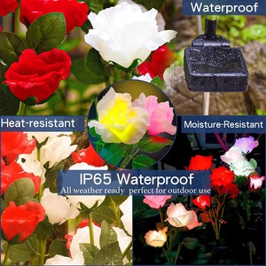 โคมไฟกกพลังงานแสงอาทิตย์จุดดอกไม้ตกแต่งสวน LED ภายนอกชั้นภูมิทัศน์ Rose PVC กล่อง DC 12V 97 IP65 10 - 20 CE Rohs - Product Image 4