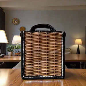 OEM şık çanta doğal Rattan yapılır ve güzel tasarlanmış bir parti çantası için doğal bir deri kayış ile kombine - Product Image 5
