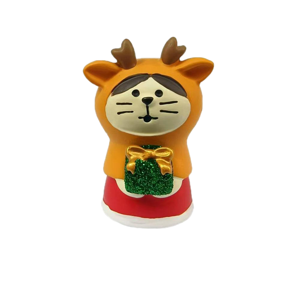 ผ้าโพกหัวกวางสีเหลือง แมวคริสต์มาส