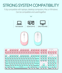 Teclado ergonómico de tamaño completo para ordenador de oficina y ratón bonito con combinación de teclado y ratón inalámbricos de 3 DPI 2,4G para ordenador portátil - Product Image 6