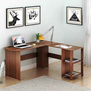 Moderno escritorio de esquina de madera estantería de escritorio combinación blanco simple estudio escritorio para ordenador mesa con estantería cajón - Product Image 6