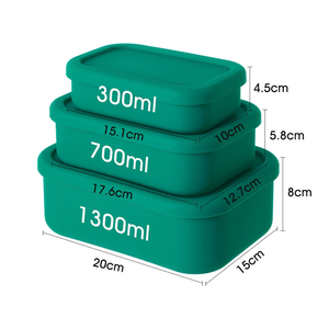Silicone Food Storage <strong>Containers</strong> Plastic Freezer, Set of 3 <strong>Rectangular</strong> Bento Lunch Box <strong>Containers</strong> <strong>with</strong> <strong>Lids</strong>,(10oz, 23.6oz, 44oz) - Product Image 4