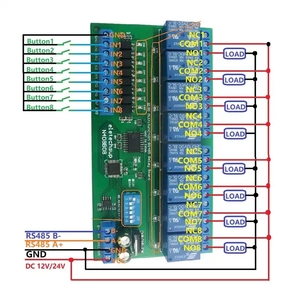 DC 12V 24V8絶縁入力および8出力DIN35C45レールボックスUARTRS485リレーモジュールModbusRTU制御スイッチボード - Product Image 3