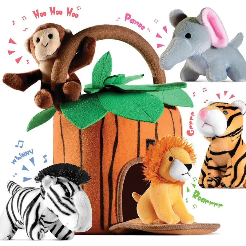 Fabriek Heet Verkoop Peuter Speelgoed Kids Gift Jungle Dier Huis Tijger Leeuw Olifant Aap Zebra Knuffel Dier