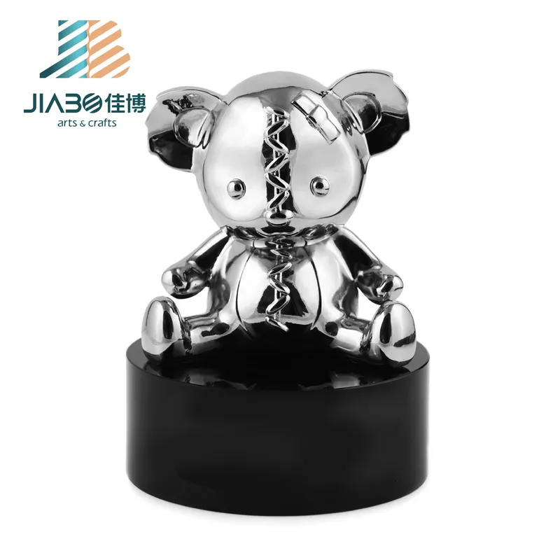 Mini trofeo de Metal con forma de oso para baile, trofeo de Metal 3D de tamaño personalizado, ajedrez, plateado