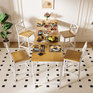 Industrial Style 3-Piece <strong>Counter</strong> <strong>Height</strong> Dining <strong>Table</strong> Set 41.3''L <strong>Rectangular</strong> <strong>Table</strong> 2 Chairs Storage Shelves Compact Dining Room - Product Image 4