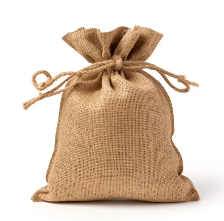 Logotipo personalizado impreso arpillera café regalo de Navidad cordón yute bolsa marrón algodón cadena yute bolsa