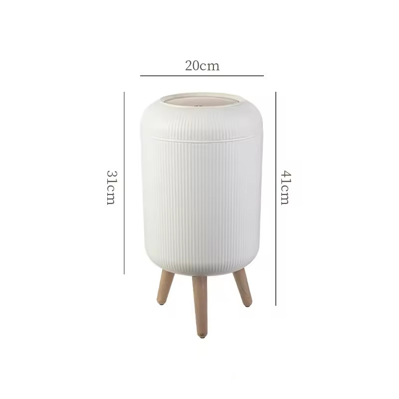 Striped tall trash can