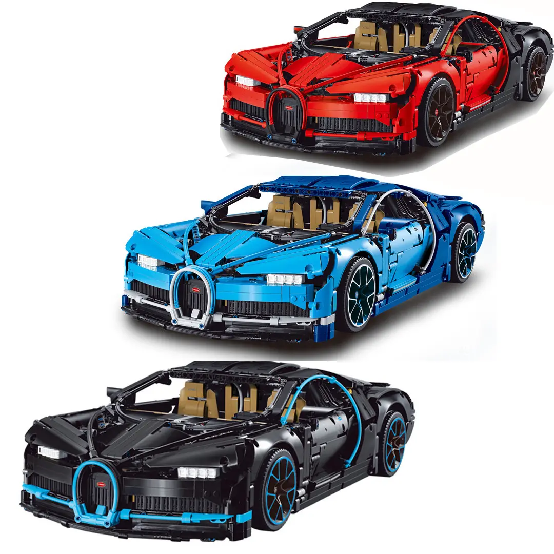 Drei Farben Rot Schwarz Blau Rennwagen Technologie 3625Pcs 3388 Polizei Modellbau steine Ziegel Spielzeug 20086