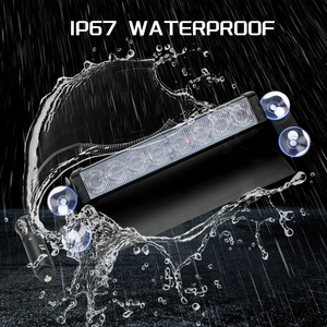 ไฟกระพริบฉุกเฉินสำหรับรถยนต์ไฟ LED สีฟ้า8 LEDs 16โหมดกระพริบ12V DC