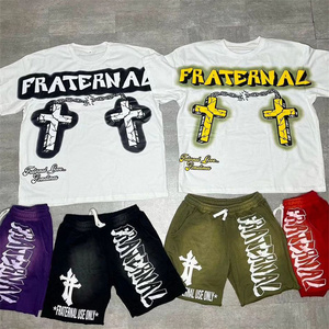 Custom Logo High Quality SweatSuit Short <strong>Sets</strong> Streetwear Shorts and Screen Printing T-shirt <strong>Set</strong> Tracksuits for Men <strong>Two</strong>-Piece <strong>Set</strong> - Product Image 3