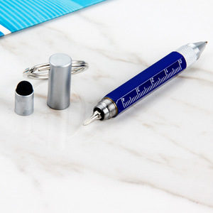 迷你6合1多工具笔功能笔金属笔带水平仪和螺丝刀钥匙扣 - Product Image 4