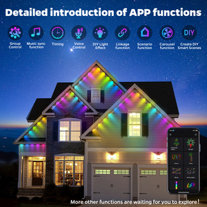 Outdoor IP67 Waterproof Smart Strip Lights Amazing RGBIC 50ft 100ft Eaves Lighting Birthday Party Atmosphere LED <strong>String</strong> <strong>Colored</strong> - Product Image 4