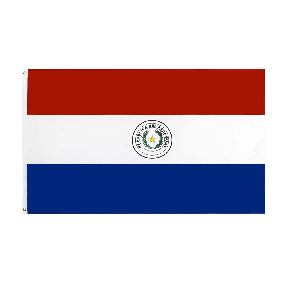 Pronto para Enviar 100% Poliéster 3x5ft Estoque Impresso Paraguaio Bandeira Do Paraguai