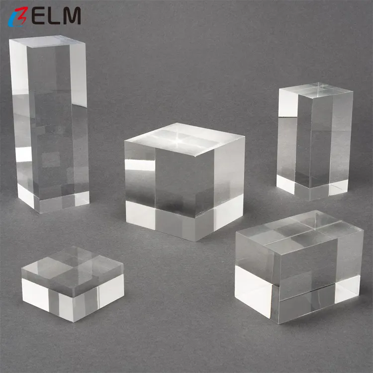 Bloque de cubo acrílico sólido 98% transparente