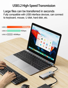 Xput 10Gbps 7 in 1 USB C ฮับหลายพอร์ตสนับสนุน4K * 2K 60Hz 100W PD 4พอร์ต USB ปิดหน้าจอสำหรับ iPad - Product Image 2