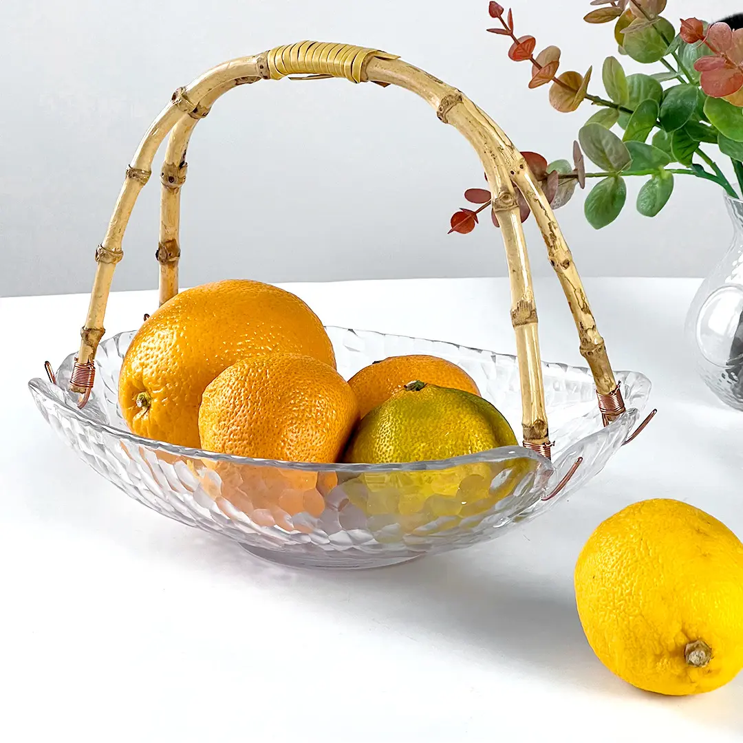 Japon tarzı cam meyve sepeti aperatif tepsisi ferahlık depolama şeker kutusu taşınabilir tepsi küçük meyve sepeti
