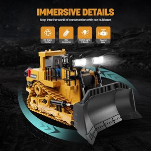 Metal RC buldozer-gerçekçi uzaktan kumanda çocuklar inşaat ışıkları ve ses ile oyuncaklar oyna, parça tipi traktör oyuncaklar için - Product Image 4
