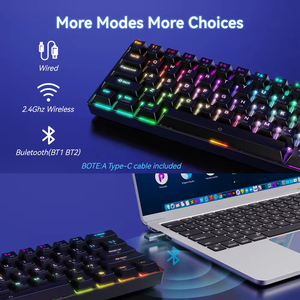 Bluetooth Tri-Chế Độ Có Dây 2.4G RGB Chơi Game Bàn Phím 61 Phím 60% Không Dây Bàn Phím Cơ Khí Màu Xanh Chuyển Đổi 60 Phần trăm Teclado Gamer - Product Image 4