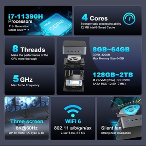 Promotion GXMO H90 Windows 11 Intel <strong>Core</strong> I7 11390H up to 5.0GHz <strong>Processor</strong> Mini PC <strong>Computer</strong> 16GB+512GB Support Three Screens - Product Image 3