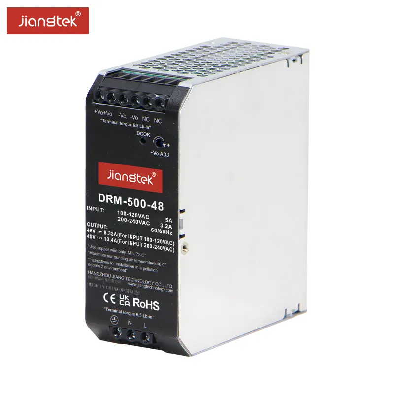 JIANGTEK DRM-500-48 500 Вт 48 В переменного тока в постоянного тока портативный блок питания на Din-рейке