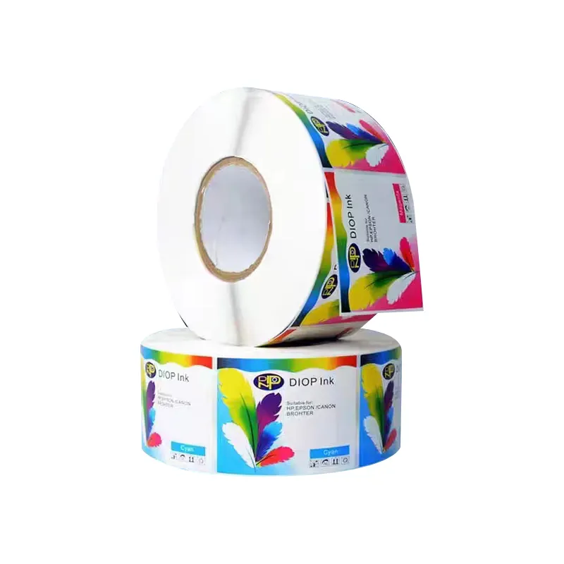 Rotolo stampato personalizzato plastica impermeabile carta sintetica adesivo vinile PVC cerchio rotondo Logo del marchio adesivo impermeabile