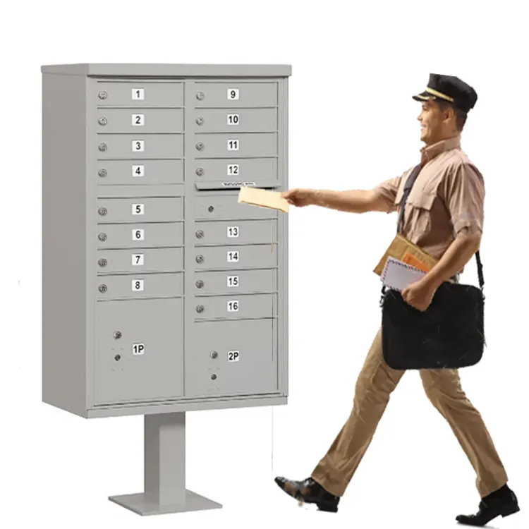 USPS Approved Cluster Mailbox Units With 16 Multi-Tenant Door 2 parcel Door Mailbox