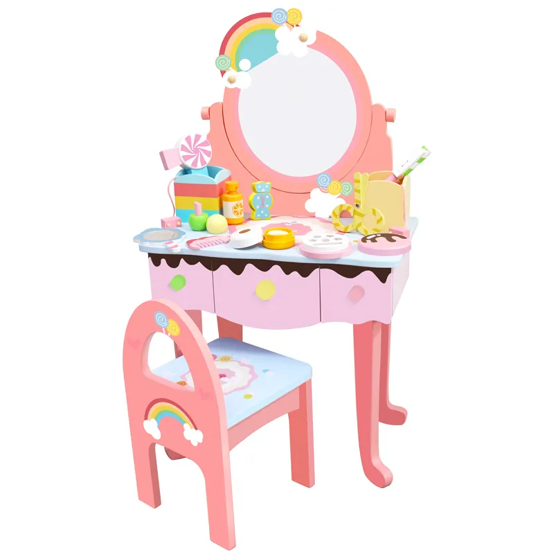Игрушка для макияжа «Дом для девочки», Настольная игрушка для спальни, принцессы, корона, макияж, ролевые игры, имитация радуги, туалетный столик, игрушки
