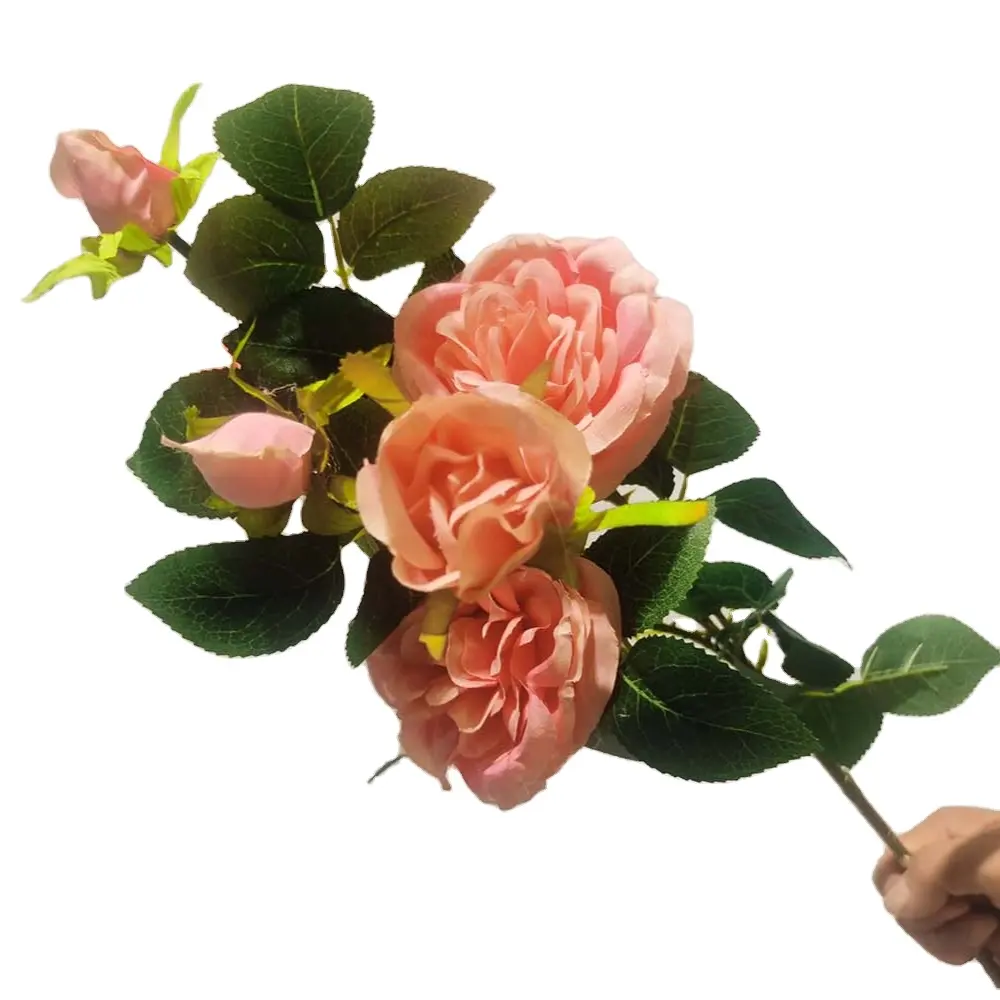 Pétalas de rosa artificiais, 6 cabeças, de chá, haste de flores vivas para sempre
