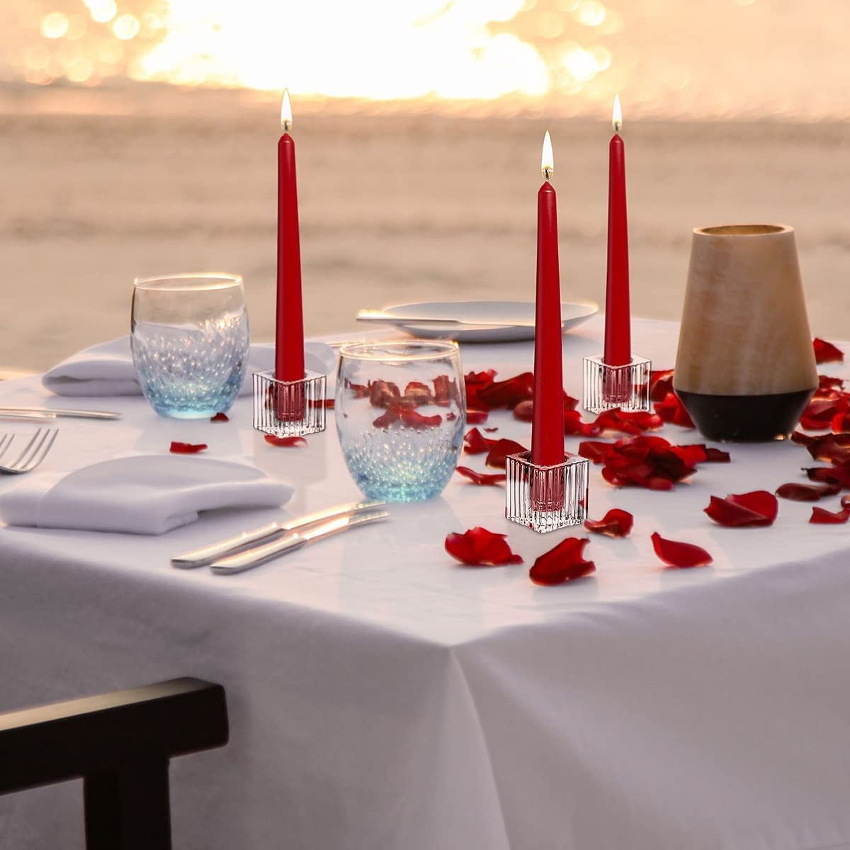 0.98''Taper Candle Holders Small Glass Candlestick Holders Clear Glass Candle Holders