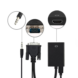 Adaptador convertidor de cable 1080P USB con cable de alimentación de audio Chaqueta de PVC Entrada VGA para salida para HDTV y proyectores domésticos