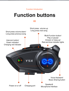 2025 nuovo Y5X BT casco citofono impermeabile sistema di comunicazione mani libere casco citofono moto - Product Image 4