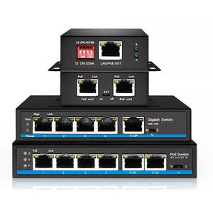 Extender di rete PoE con gamma di 250 metri 1 porta 10/100M RJ45 ingresso & 1/2/4/5 porta 10/100M interruttore di uscita RJ45 - Product Image 1