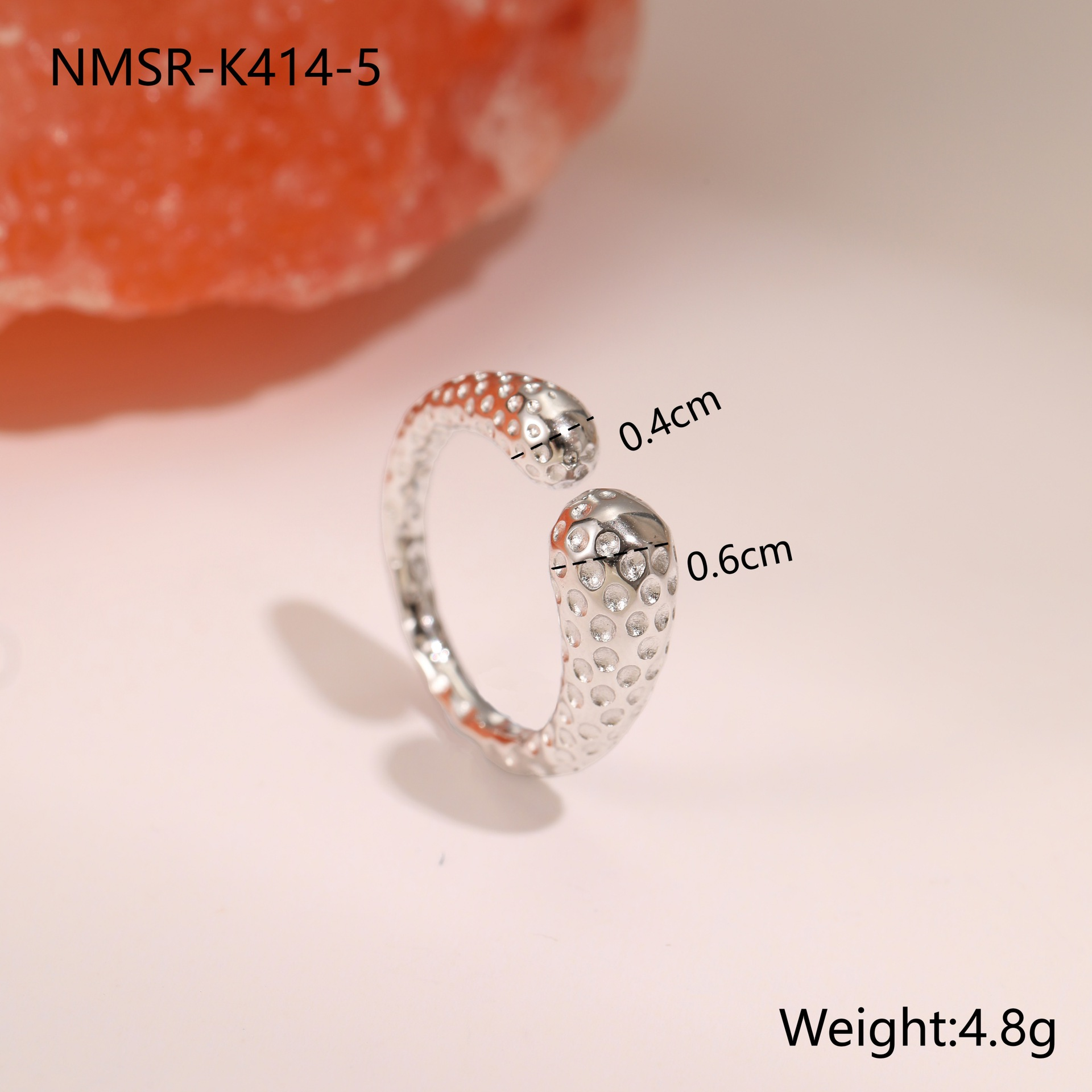แหวนสีเหล็ก NMSR-K414-5 ลายค้อน
