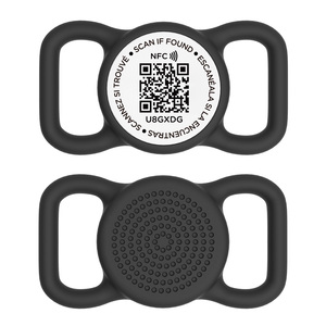 Anti-Lost Unique QR Code Silent Slide On Silicone RFID NFC Encuentra Animal Pet Cat Dog ID Collar Tag con chip NFC y código QR - Product Image 1