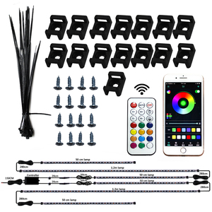 ชุดหลอดไฟ LED สำหรับรถยนต์, 6ชิ้นสีเรืองแสงได้ IP68 50ซม. 120ซม. กันน้ำมีความยืดหยุ่น12V อุปกรณ์เสริมไฟโมเดลมายากล