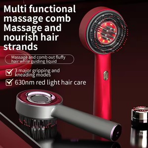 Vibration Massage Heating 3 <strong>in</strong> <strong>1</strong> Multi Functional <strong>Red</strong> Light Portable Hair Oil Applicator Electric Head Scalp Massage Comb Brush - Product Image 6