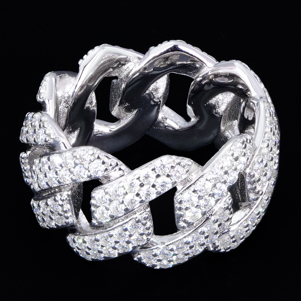 anello cubano (2 file) argento